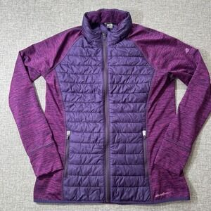 Eddie Bauer Jacket Women's Size Large Purple Full Zip Hybrid Packable Hood Puff